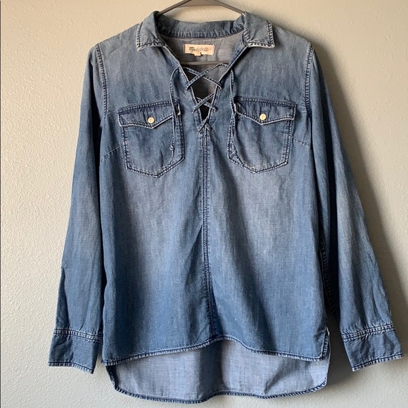 Madewell chambray lace up shirt! - Picture 3 of 8